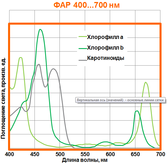 Fotosinteticheskie pigmentu. Diapazon FAR 400...700 nM. Pogloshenie sveta